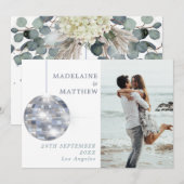Floral Dusty Blue Eucalyptus Elegant Wedding Save The Date (Voorkant / Achterkant)