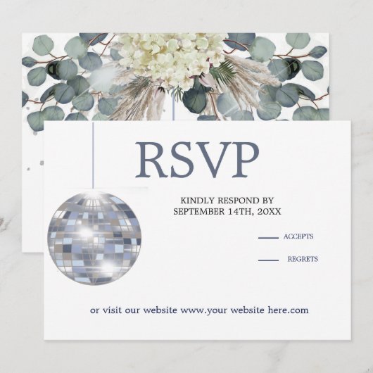 Floral Dusty Blue Eucalyptus Elegant Wedding Save The Date (Voorkant / Achterkant)