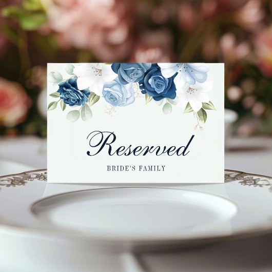 Floral Dusty Blue Eucalyptus Reserved Sign Kaart