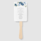 Floral Dusty Blue Eucalyptus Wedding Programme Handwaaier (Voorkant)