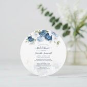 Floral Dusty Blue Flowers Waterverf Vrijgezellenfe Kaart (Staand voorkant)