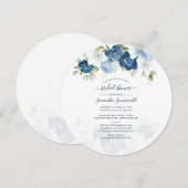 Floral Dusty Blue Flowers Waterverf Vrijgezellenfe Kaart (Voorkant / Achterkant)