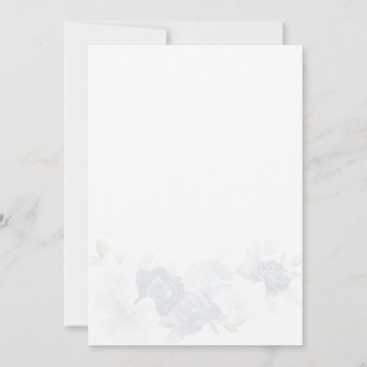 Floral Dusty Blue Greenery Botanical Wedding Kaart (Achterkant)