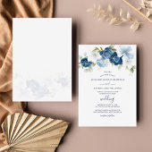 Floral Dusty Blue Greenery Botanical Wedding Kaart