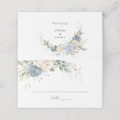 Floral Dusty Blue Greenery Elegant Wedding Plaatskaartje (Buitenkant ongevouwen)
