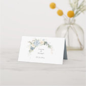 Floral Dusty Blue Greenery Elegant Wedding Plaatskaartje (Achterkant)