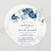 Floral Dusty Blue Greenery Script Vrijgezellenfees Kaart (Voorkant / Achterkant)