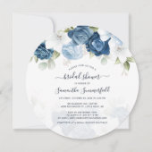 Floral Dusty Blue Greenery Script Vrijgezellenfees Kaart (Voorkant)