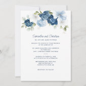 Floral Dusty Blue Greenery Typography Wedding Kaart (Voorkant)