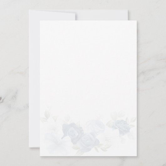 Floral Dusty Blue Greenery Typography Wedding Kaart (Achterkant)