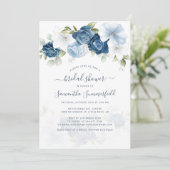 Floral Dusty Blue Greenery Vrijgezellenfeest Kaart (Staand voorkant)