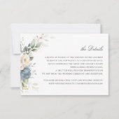 Floral Dusty Blue Greenery Wedding Details Insert Kaart (Voorkant)