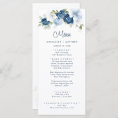 Floral Dusty Blue Greenery Wedding Menu (Voorkant / Achterkant)