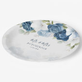 Floral Dusty Blue Greenery Wedding Reception Papieren Bordje (Gekanteld)