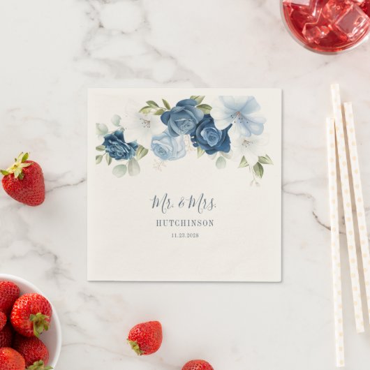 Floral Dusty Blue Greenery Wedding Reception Servet (Insitu)