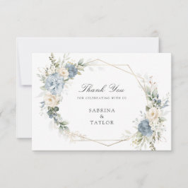 Floral Dusty Blue Greenery Wedding Thank You Card Bedankkaart