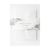 Floral Dusty Blue Greenery White Elegant Wedding Uitnodigingen Wikkel (Voorkant Voorbeeld)