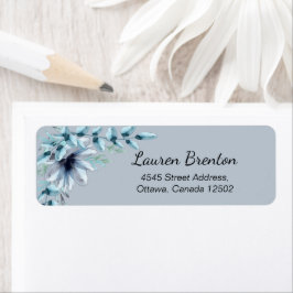 Floral dusty blue grijs etiket