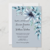 Floral dusty blue grijs waterverf Wedding Kaart (Voorkant)