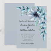 Floral dusty blue grijs waterverf Wedding Kaart (Voorkant / Achterkant)
