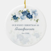 Floral Dusty Blue Grootouders 1 Kerstmis Keramisch Ornament (Achterkant)