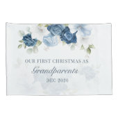 Floral Dusty Blue Grootouders 1 Kerstmis Kussensloop (Achterkant-Rechts)