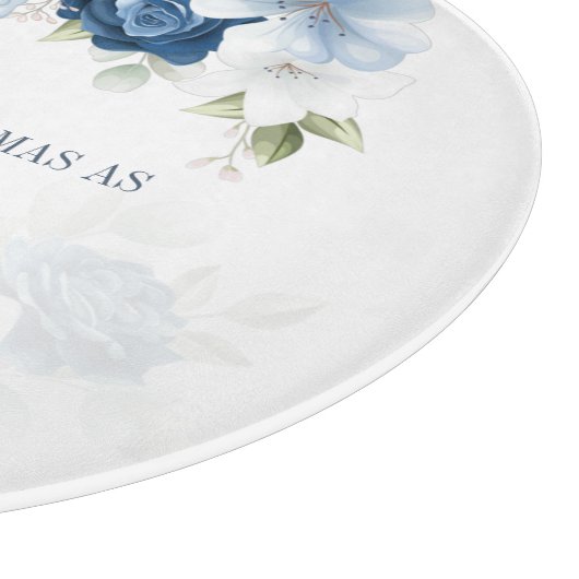 Floral Dusty Blue Grootouders 1 Kerstmis Snijplank (Hoek)