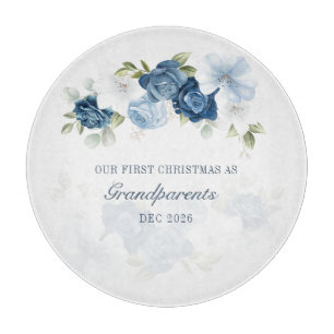 Floral Dusty Blue Grootouders 1 Kerstmis Snijplank