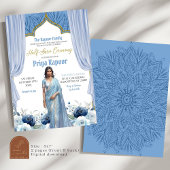 Floral Dusty Blue Half Saree Indische meisje cerem Kaart