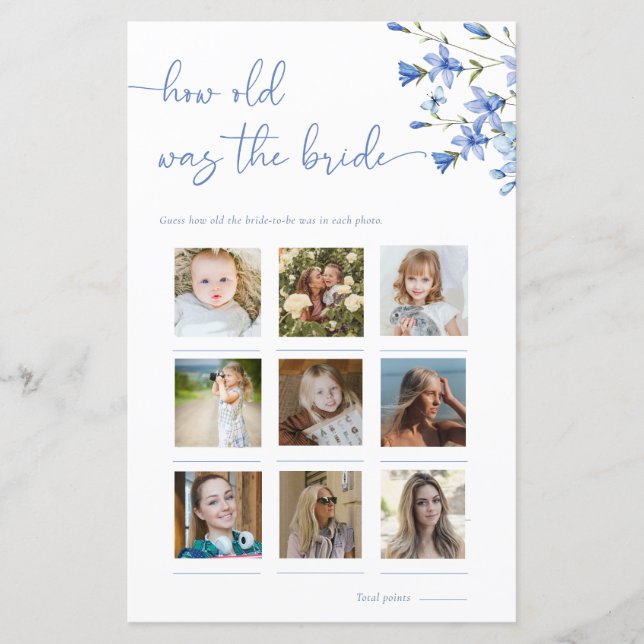 Floral Dusty Blue Hoe oud was het bruid fotospel (Voorkant)