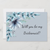 Floral dusty blue is mijn bruidsmeisje voorstel kaart (Voorkant)