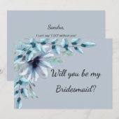 Floral dusty blue is mijn bruidsmeisje voorstel kaart (Voorkant / Achterkant)