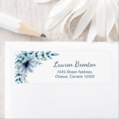 Floral dusty blue marine etiket (Insitu)