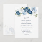 Floral Dusty Blue Modern Botanical RSVP Kaartje (Voorkant / Achterkant)