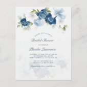 Floral Dusty Blue Modern Vrijgezellenfeest Uitnodiging Briefkaart (Voorkant)