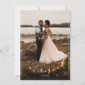 Floral Dusty Blue Monogram Border QR Foto Weduwsch Kaart (Achterkant)