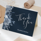 Floral Dusty Blue Navy Weddenschap Kaart