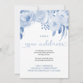 Floral Dusty Blue New Address Moving Aankondiging (Voorkant)