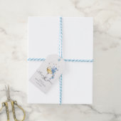 Floral Dusty Blue Pearls & Prosecco Vrijgezellenfe Cadeaulabel (Met Touw)