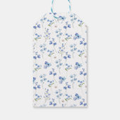 Floral Dusty Blue Pearls & Prosecco Vrijgezellenfe Cadeaulabel (Achterkant)