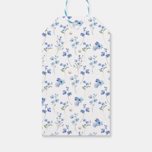 Floral Dusty Blue Pearls & Prosecco Vrijgezellenfe Cadeaulabel (Achterkant)