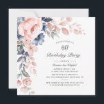 Floral Dusty Blue Pink 60th Birthday Party Kaart<br><div class="desc">Floral Dusty Blue Pink 60th Birthday Party Uitnodiging je kunt gemakkelijk aanpassen met je partijgegevens door op de knop 'Personalize' te klikken. Een modern bloemontwerp met script en moderne typografie</div>