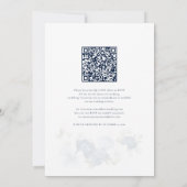 Floral Dusty Blue QR Code All in One Wedding Kaart (Achterkant)