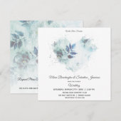 *~* Floral Dusty Blue QR RSVP Art AR26 Wedding Kaart (Voorkant / Achterkant)