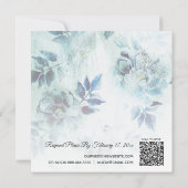 *~* Floral Dusty Blue QR RSVP Art AR26 Wedding Kaart (Achterkant)