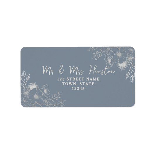 Floral Dusty Blue Return Label (Voorkant)