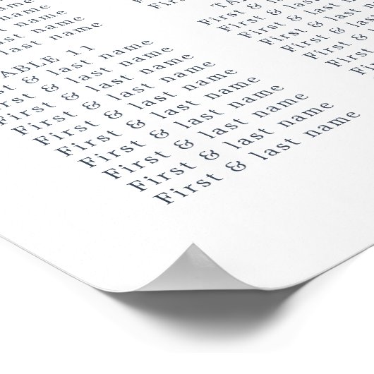 Floral Dusty Blue Roos Wedding Seding Chart Poster (Hoek)