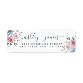 Floral Dusty Blue Roze Rose Return Label