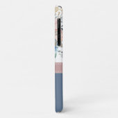 Floral Dusty Blue Roze Roze Monogram Naam Case-Mate iPhone Case (Achterkant/links)