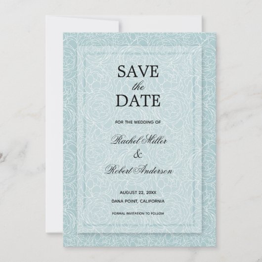 Floral Dusty Blue Save The Date (Voorkant)